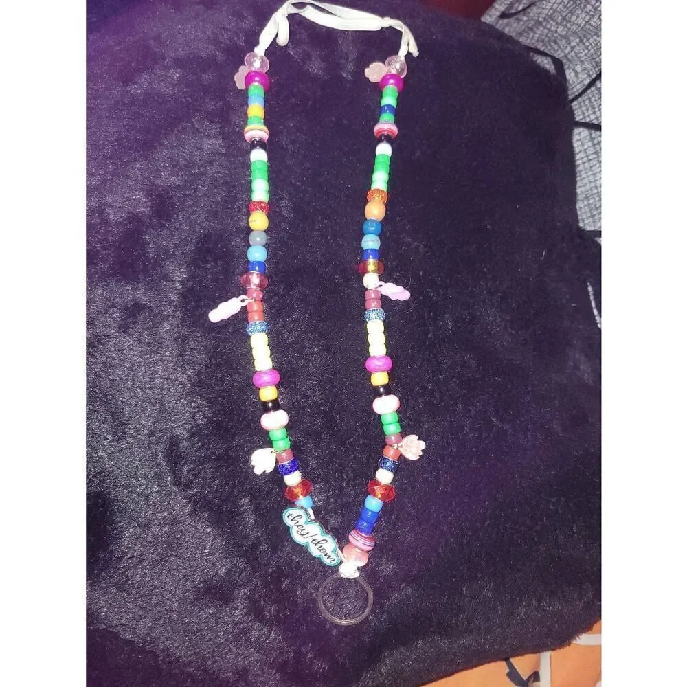 Handmade beaded lanyard keychain